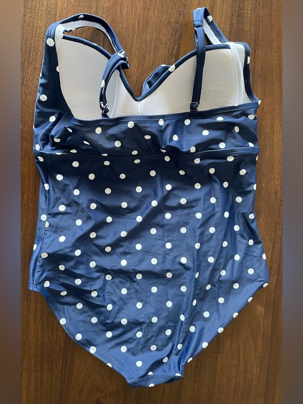 Kona Sol Navy and White Polka Dot One-Piece Swimsuit - Picture 2 of 3